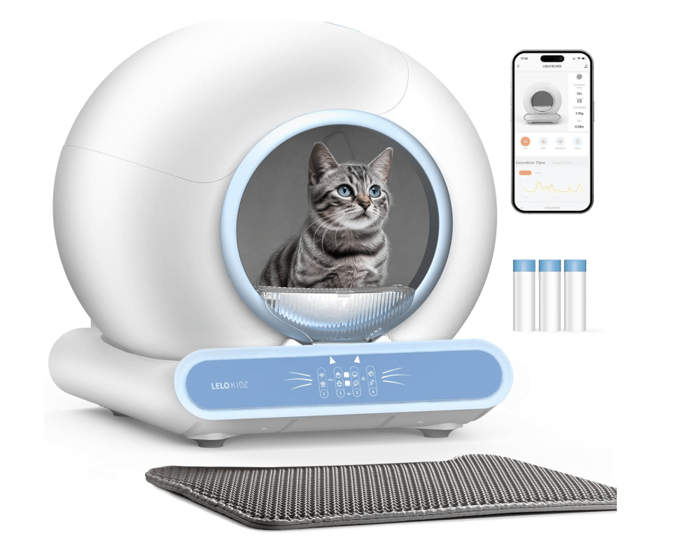 Automatic Cat Litter Box - 65L+9L Self-Cleaning System for Multiple Cats, Smart Control & Odor-Free Design (Blue)