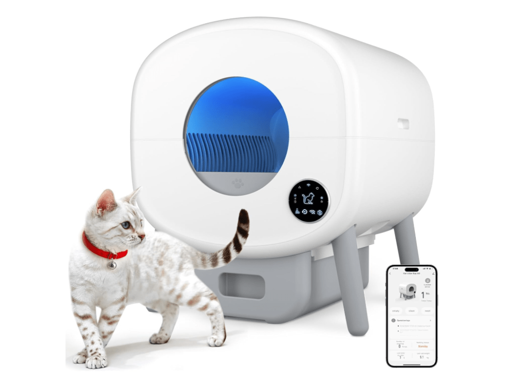 Cumrige 95L Automatic Self-Cleaning Litter Box - App-Controlled & Safe (White)