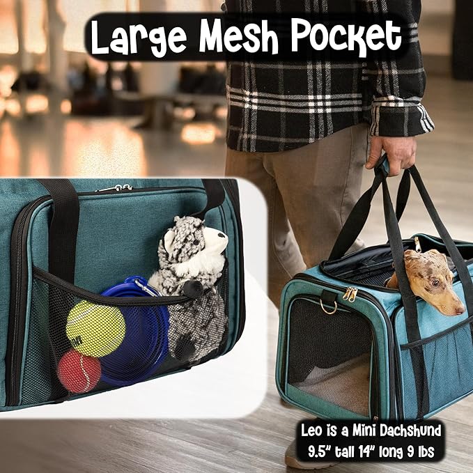 Rolling Pet Carrier for Travel: Picea Expandable TSA-Approved Bag (Blue)